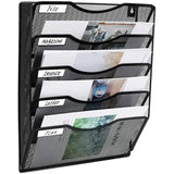 Office Hanging File Folder Magazine Rack Mail Sorter Bin | Nametag Label Included, Black