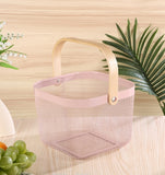 Square Metal Wood Hand Basket