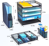 Metal Crafts Desk Organizer With File Holder 5-Tier Paper Tray