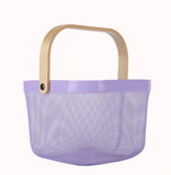 Square Metal Wood Hand Basket