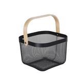 Square Metal Wood Hand Basket