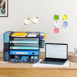 Metal Crafts Desk Organizer With File Holder 5-Tier Paper Tray