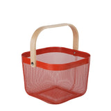 Square Metal Wood Hand Basket