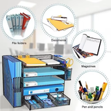 Metal Crafts Desk Organizer With File Holder 5-Tier Paper Tray
