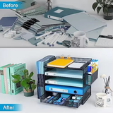 Metal Crafts Desk Organizer With File Holder 5-Tier Paper Tray
