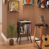 Small Record Player Table Vinyl Record Storage Rack with Adjustable Dividers Record Stand