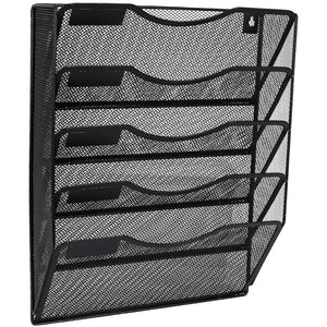 Office Hanging File Folder Magazine Rack Mail Sorter Bin | Nametag Label Included, Black