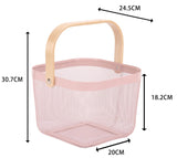 Square Metal Wood Hand Basket