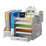 Metal Crafts Desk Organizer With File Holder 5-Tier Paper Tray