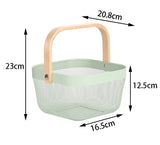 Square Metal Wood Hand Basket