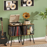 Small Record Player Table Vinyl Record Storage Rack with Adjustable Dividers Record Stand