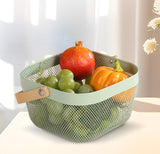 Square Metal Wood Hand Basket