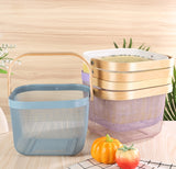 Square Metal Wood Hand Basket