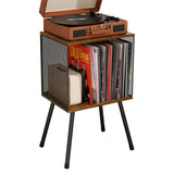 Small Record Player Table Vinyl Record Storage Rack with Adjustable Dividers Record Stand