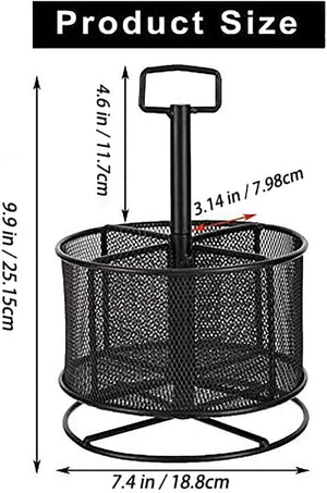 360-Degree Rotating Mesh Black Metal Wire Pencil Holder Organizer