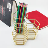 Nordic-style Hexagonal Desk organizer Pen Holder Makeup for Cosmetics