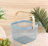 Square Metal Wood Hand Basket