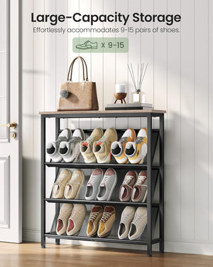 4-tier slanted shoe rack