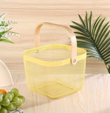 Square Metal Wood Hand Basket