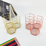Nordic-style Hexagonal Desk organizer Pen Holder Makeup for Cosmetics