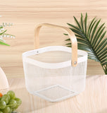 Square Metal Wood Hand Basket
