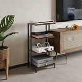 Metal Wood Storage Rack for TV Set-top Box Router and Speakers.