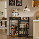 Multifunctional Metal and Wood Coffee Machine Storage Rack