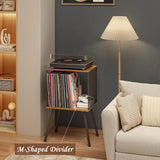 Small Record Player Table Vinyl Record Storage Rack with Adjustable Dividers Record Stand