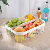 Nordic StyleB asket Metal Mesh Wooden Large Capacity Handle Portable Kitchen Storage Basket