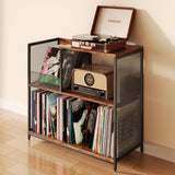 Metal and Wood Furniture Record Player Stand Shelf