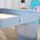 Nordic StyleB asket Metal Mesh Wooden Large Capacity Handle Portable Kitchen Storage Basket