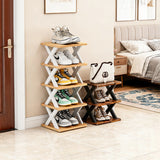 Modern Metal Wooden Shoe Rack Detachable Foldable Organiser for Living Room Slipper Storage Simple Design Standard Parts