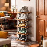 Modern Metal Wooden Shoe Rack Detachable Foldable Organiser for Living Room Slipper Storage Simple Design Standard Parts
