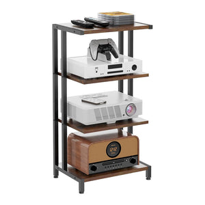 Metal Wood Storage Rack for TV Set-top Box Router and Speakers.