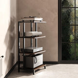 Metal Wood Storage Rack for TV Set-top Box Router and Speakers.