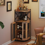 Metal and Wood Wine Cabinet Fan-shaped Wine Display and Storage Rack