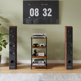 Metal Wood Storage Rack for TV Set-top Box Router and Speakers.
