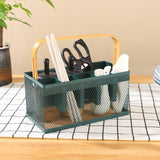 2026 Trending Nordic StyleBasket Metal Mesh Wooden 18L Large Capacity Handle Portable Kitchen Storage Fruits Vegetables Home Use