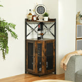 Metal and Wood Wine Cabinet Fan-shaped Wine Display and Storage Rack