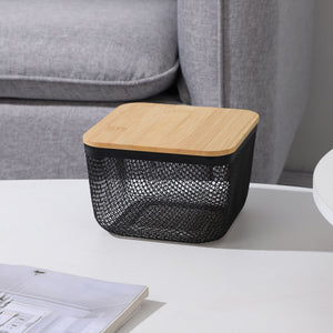Square Iron Mesh Eco-Friendly Large Capacity Snack Handle Portable Basket