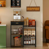 Multifunctional Metal and Wood Coffee Machine Storage Rack
