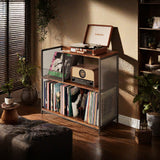 Metal and Wood Furniture Record Player Stand Shelf