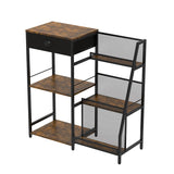 Multifunctional Metal and Wood Coffee Machine Storage Rack