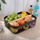 Nordic StyleB asket Metal Mesh Wooden Large Capacity Handle Portable Kitchen Storage Basket