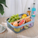 Nordic StyleB asket Metal Mesh Wooden Large Capacity Handle Portable Kitchen Storage Basket