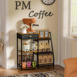 Multifunctional Metal and Wood Coffee Machine Storage Rack