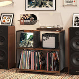 Metal and Wood Furniture Record Player Stand Shelf