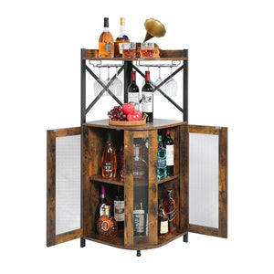 Metal and Wood Wine Cabinet Fan-shaped Wine Display and Storage Rack